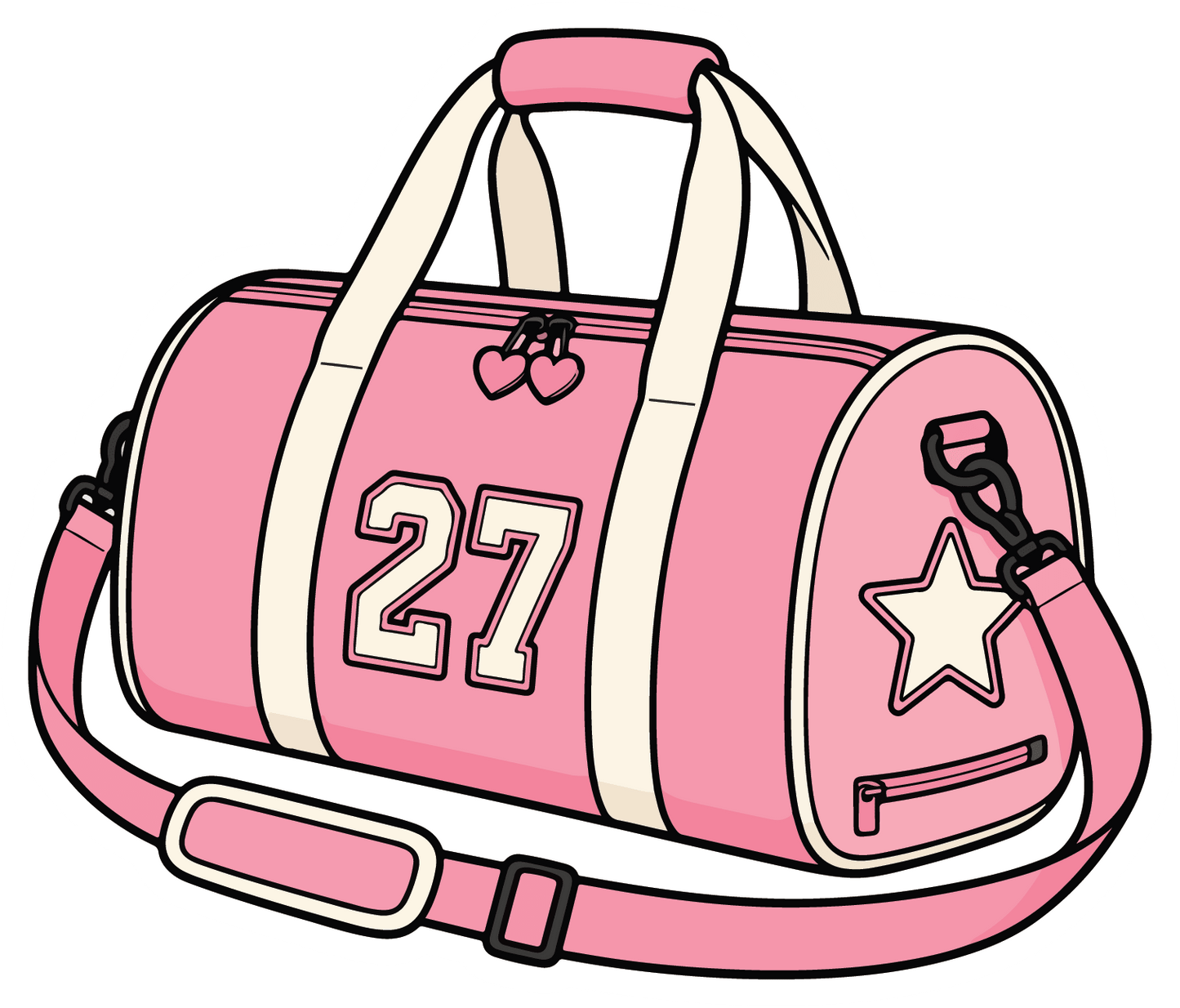 Pink Duffle Bag - Softball Sticker - Footnotes Paper