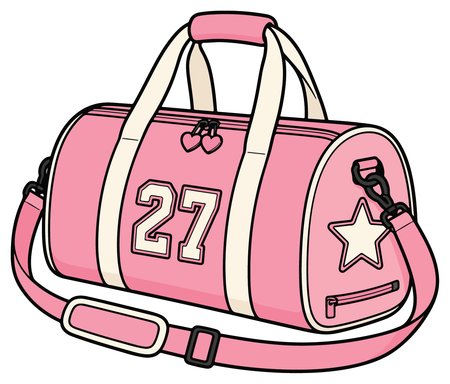 Pink Duffle Bag - Softball Sticker - Footnotes Paper
