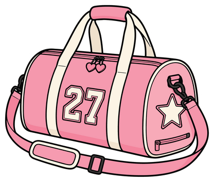 Pink Duffle Bag - Softball Sticker - Footnotes Paper