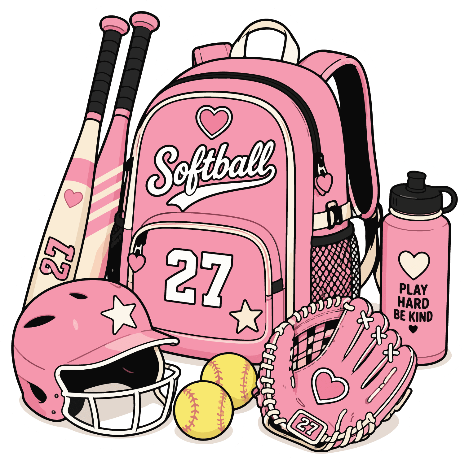 Pink Gear Backpack - Softball Sticker - Footnotes Paper