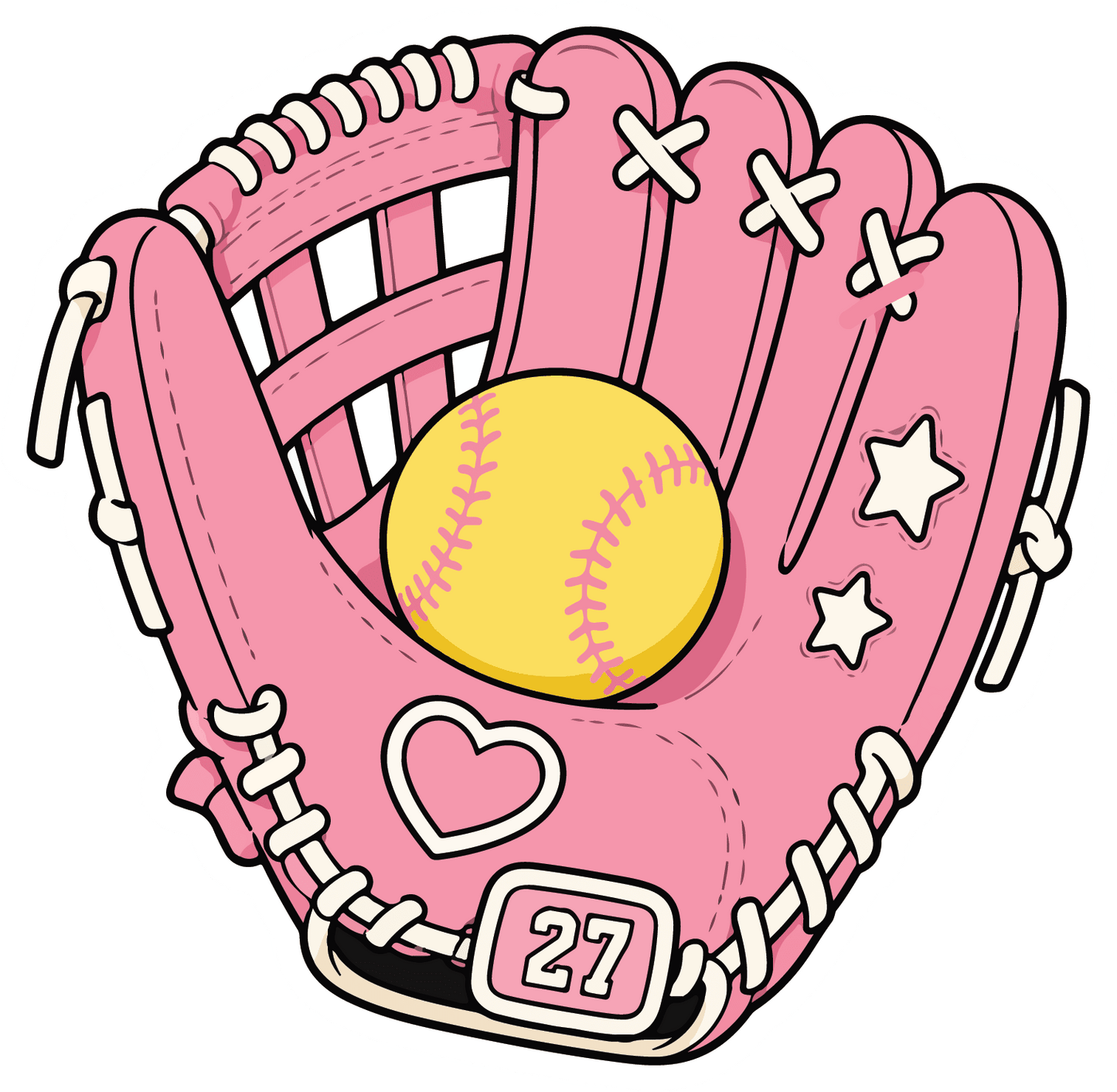 Pink Glove With Ball - Softball Sticker - Footnotes Paper