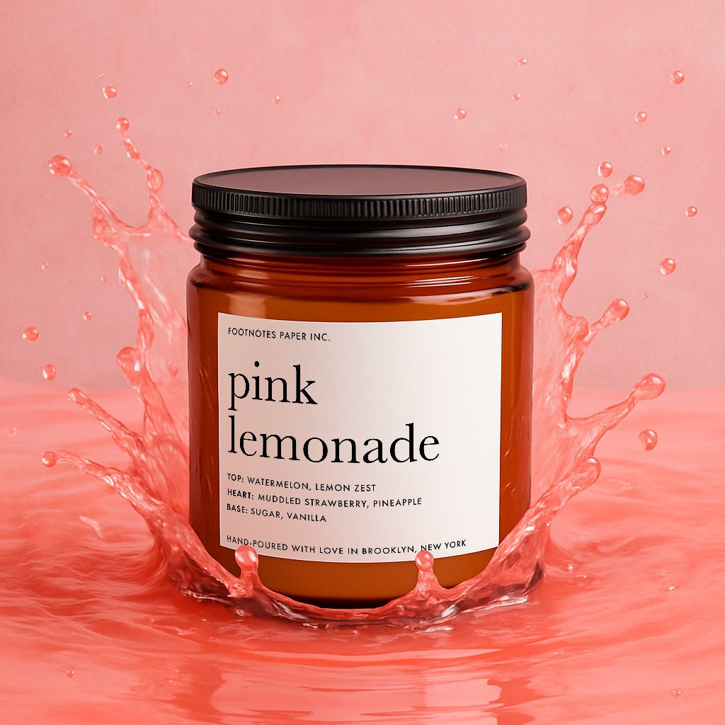 Pink Lemonade Candle - fruity scent - Footnotes Paper