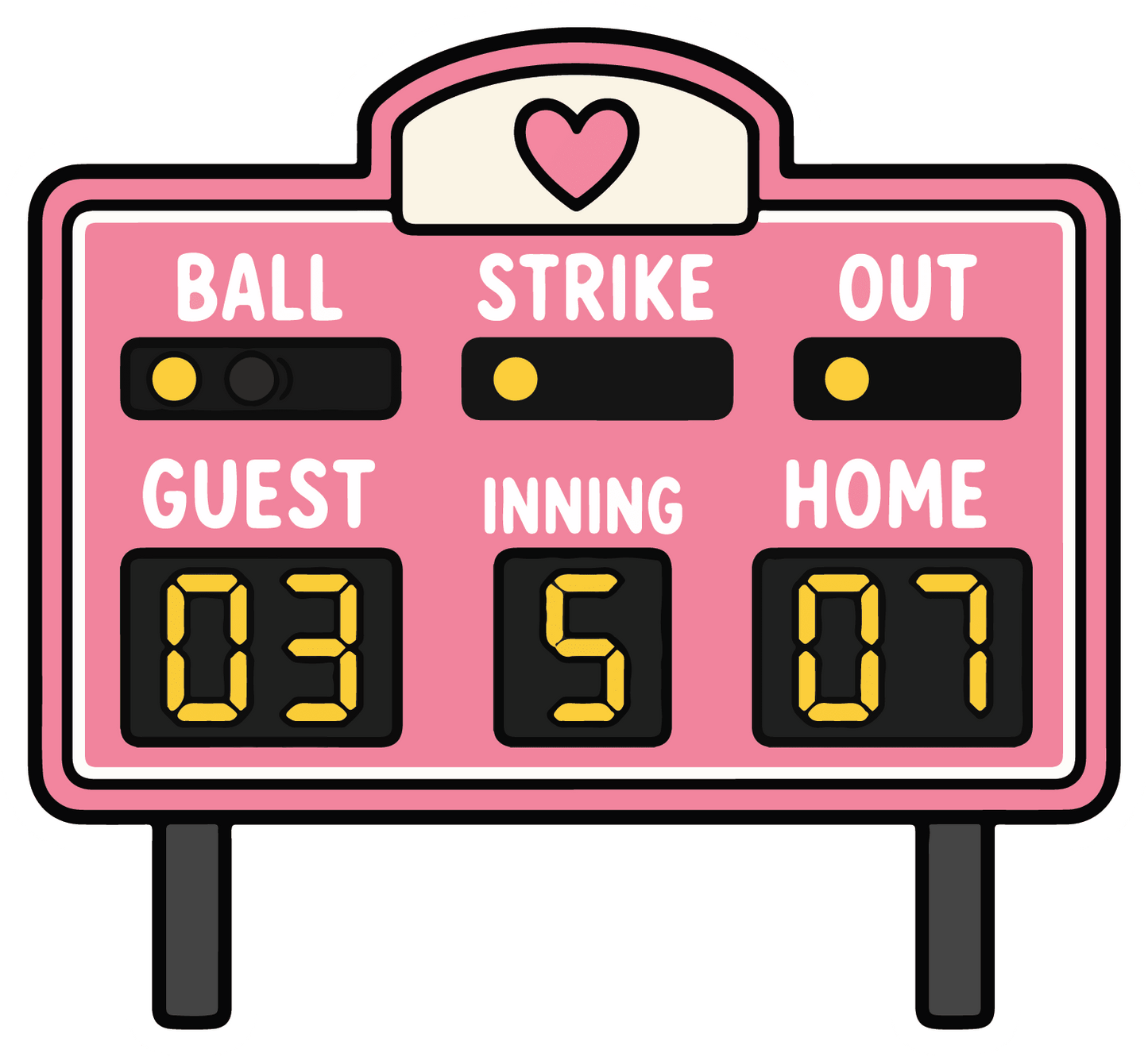 Pink Scoreboard - Softball Sticker - Footnotes Paper