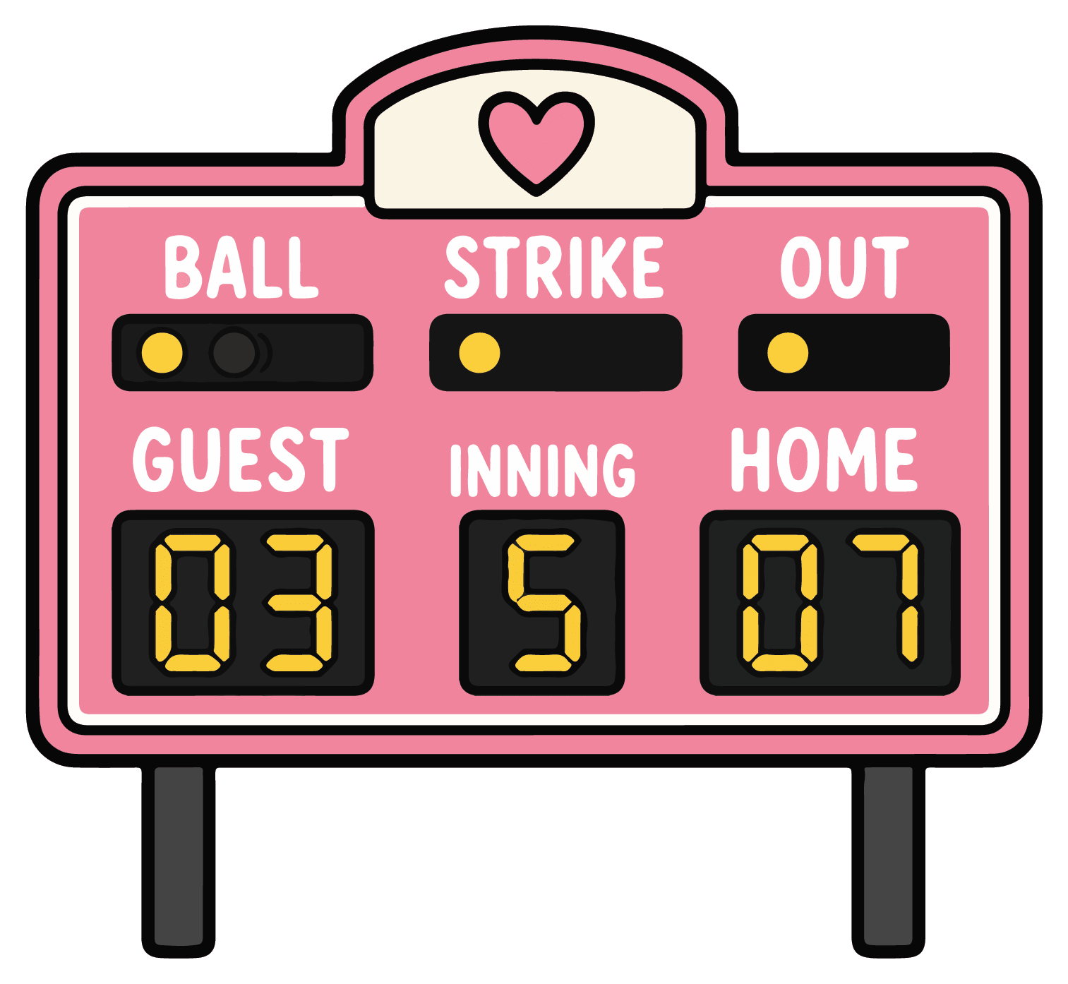 Pink Scoreboard - Softball Sticker - Footnotes Paper