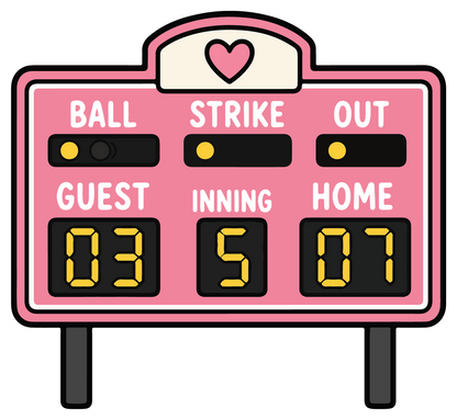Pink Scoreboard - Softball Sticker - Footnotes Paper