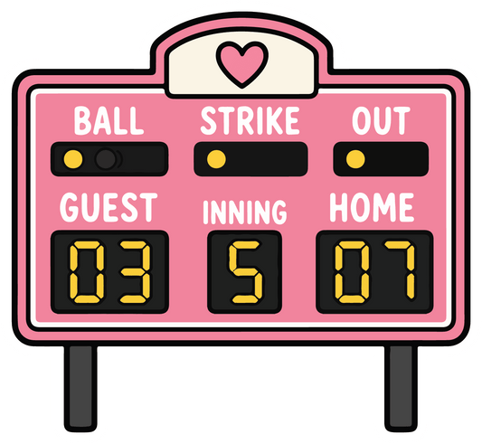 Pink Scoreboard - Softball Sticker - Footnotes Paper
