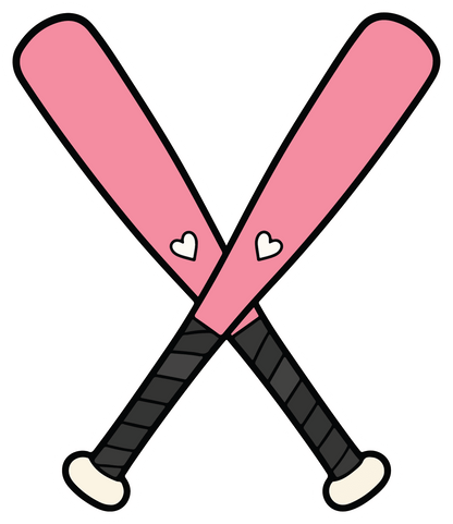 Pink Softball Bats - Softball Sticker - Footnotes Paper
