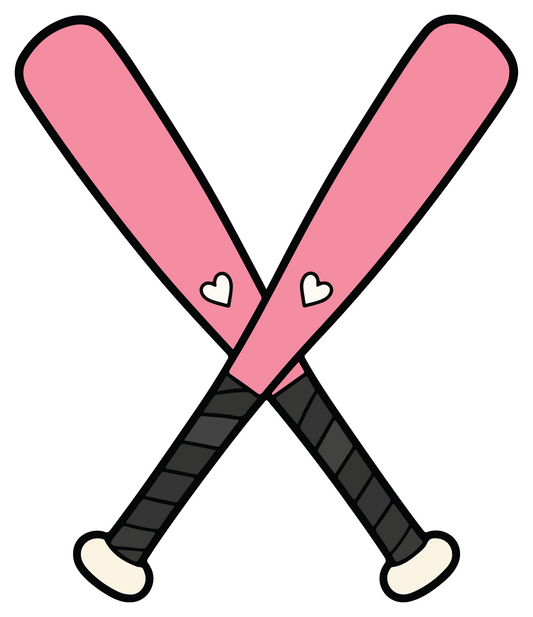 Pink Softball Bats - Softball Sticker - Footnotes Paper