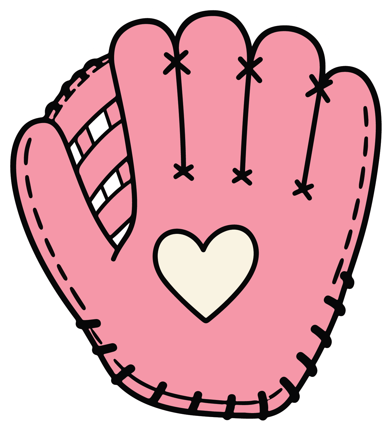Pink Softball Glove - Softball Sticker - Footnotes Paper