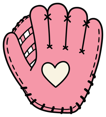 Pink Softball Glove - Softball Sticker - Footnotes Paper
