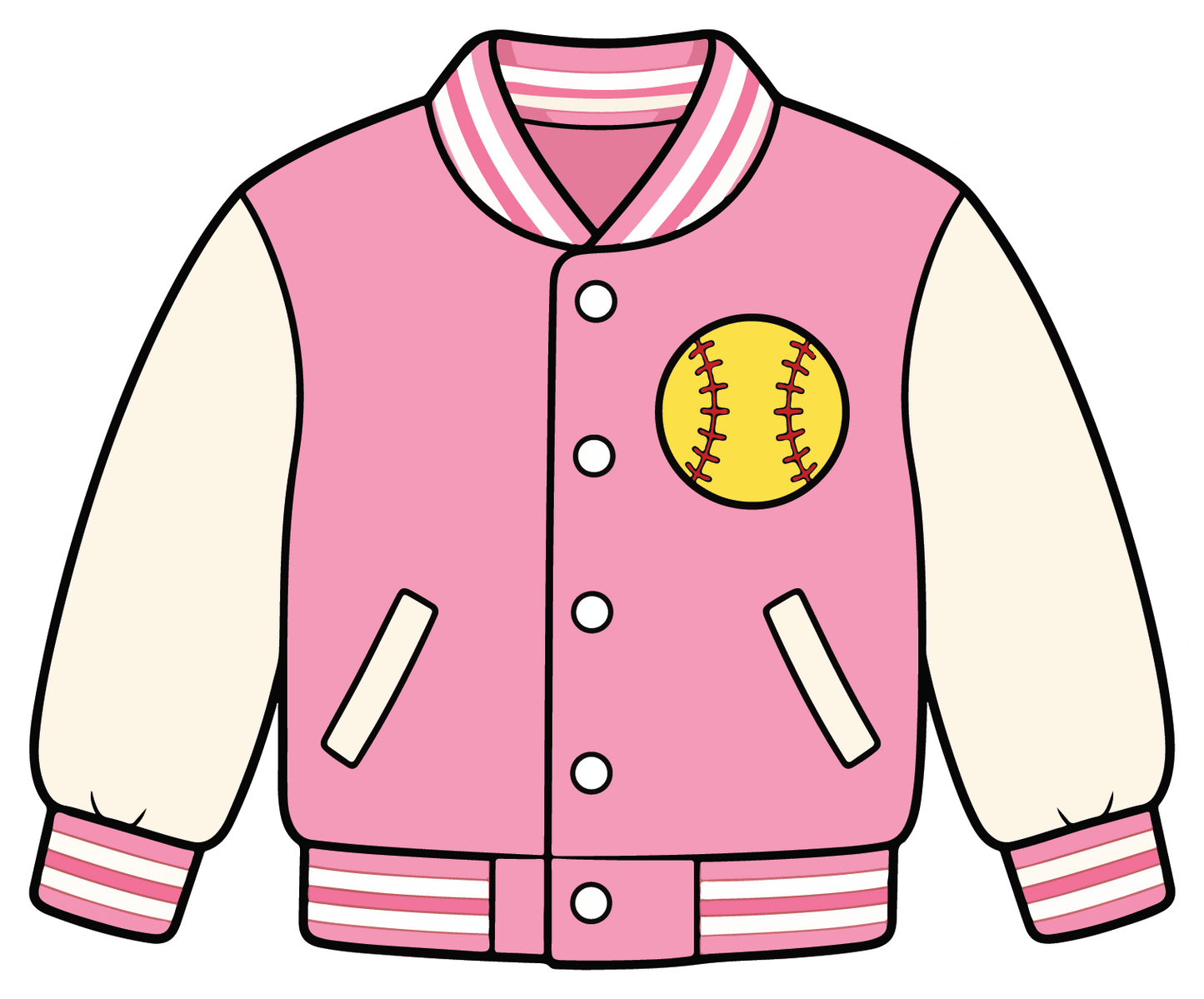 Pink Varsity Jacket - Softball Sticker - Footnotes Paper