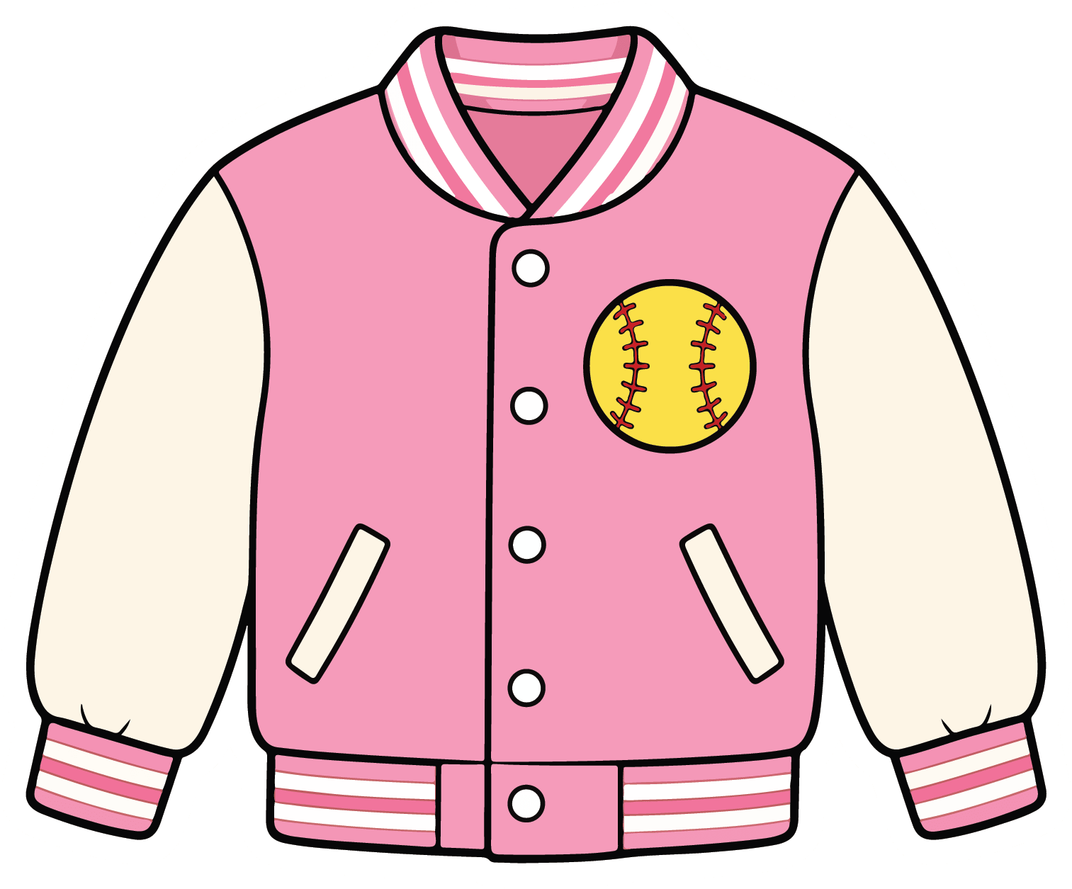 Pink Varsity Jacket - Softball Sticker - Footnotes Paper