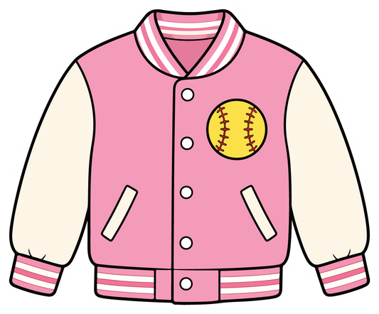 Pink Varsity Jacket - Softball Sticker - Footnotes Paper