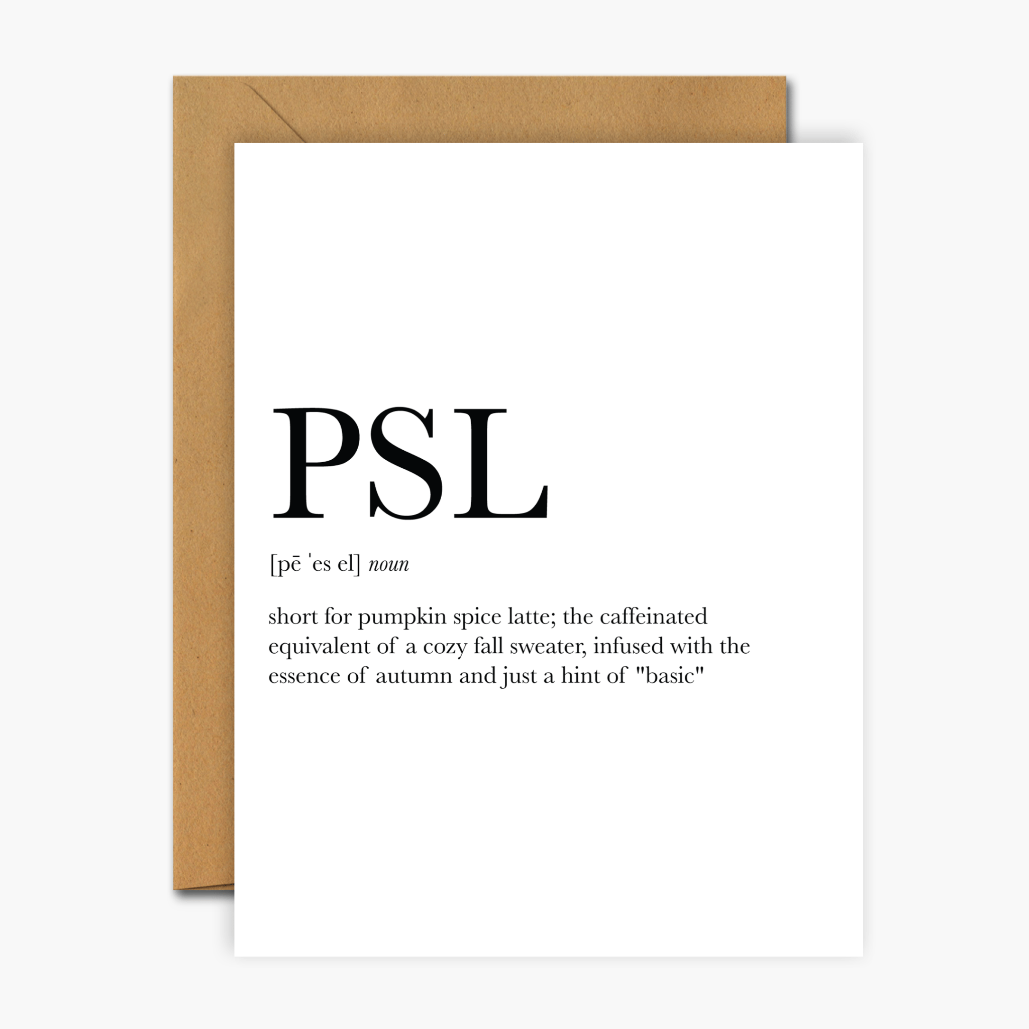 PSL Autumn Card – Pumpkin Spice Latte Definition Card – Footnotes Paper