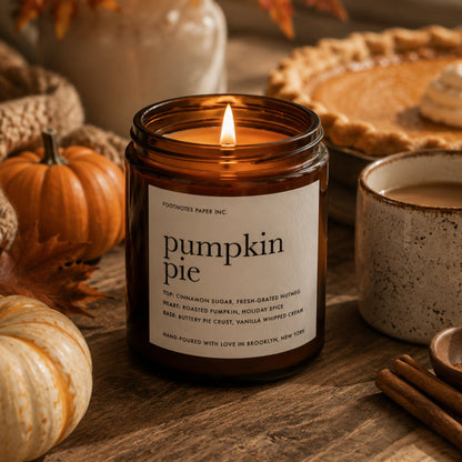 Pumpkin Pie Candle | Warm Gourmand Fall Candle - Footnotes Paper
