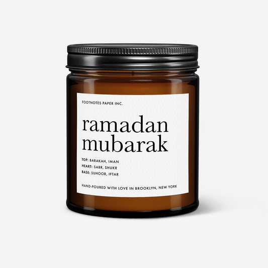Ramadan Mubarak Candle | Warm Spiritual Candle - Footnotes Paper