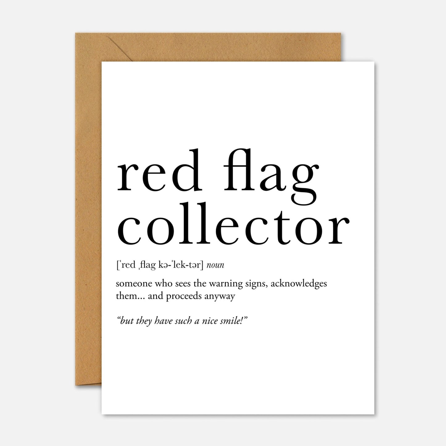 Red Flag Collector Definition – Mental Health Greeting Card - Footnotes Paper