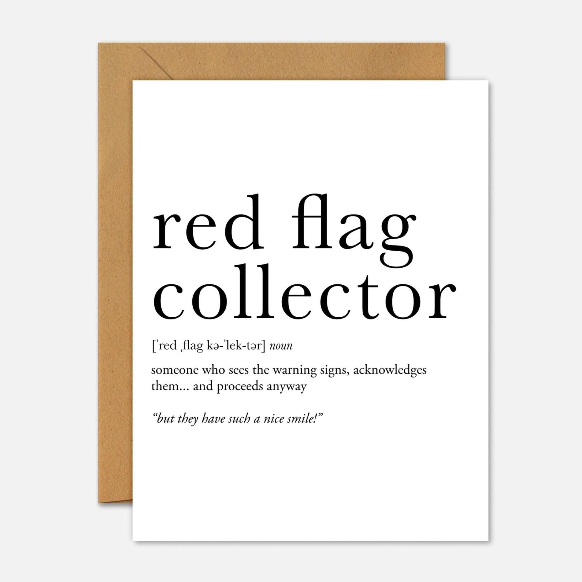 Red Flag Collector Definition – Mental Health Greeting Card - Footnotes Paper