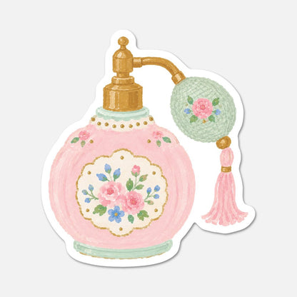 Retro Perfume Bottle - Pink Vintage Sticker - Footnotes Paper
