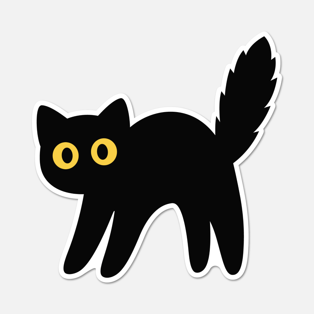 Scaed Sticker Scared Black Cat Sticker – Adorably Startled – Footnotes Paper