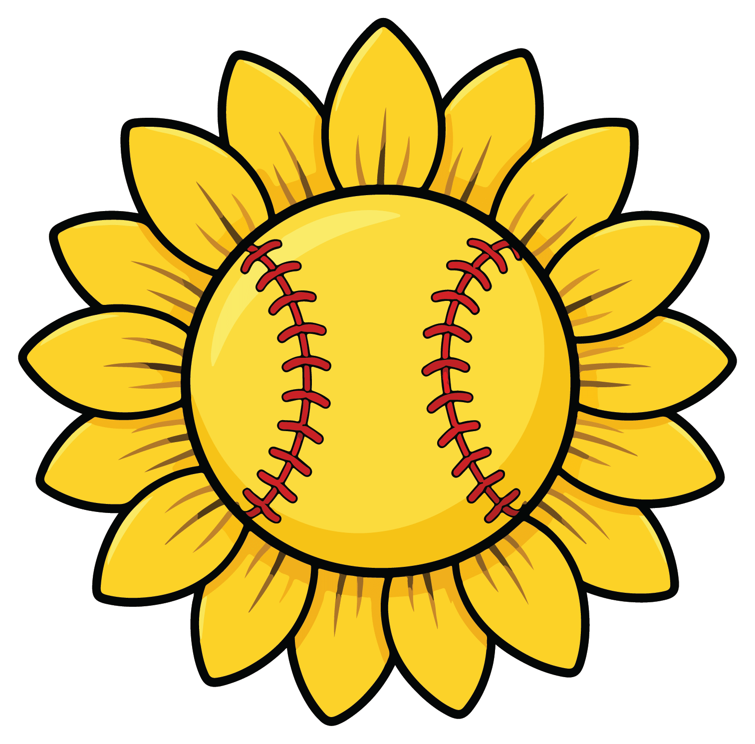 Softball Sunflower - Softball Sticker - Footnotes Paper