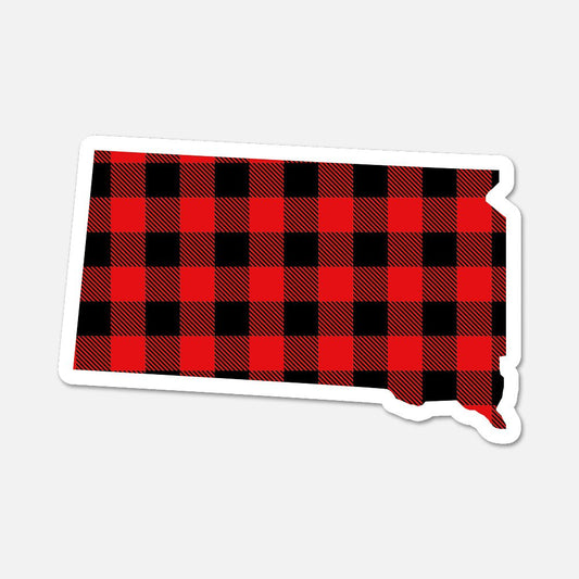 South Dakota US State Sticker Buffalo Plaid - Footnotes Paper