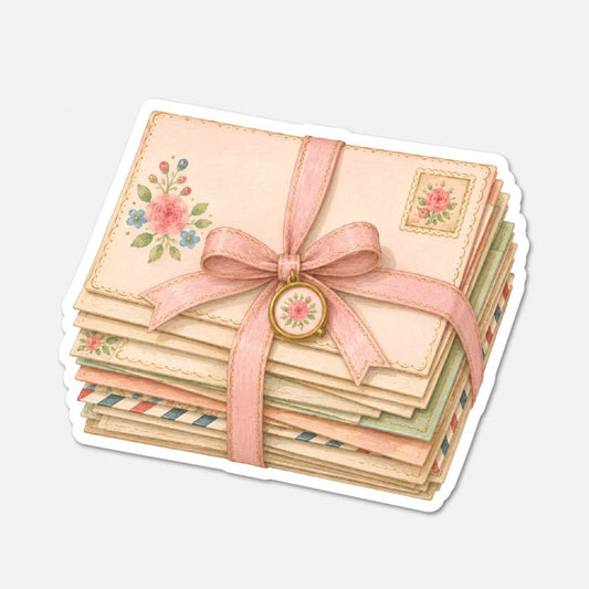 Stack Of Envelopes - Pink Vintage Sticker - Footnotes Paper