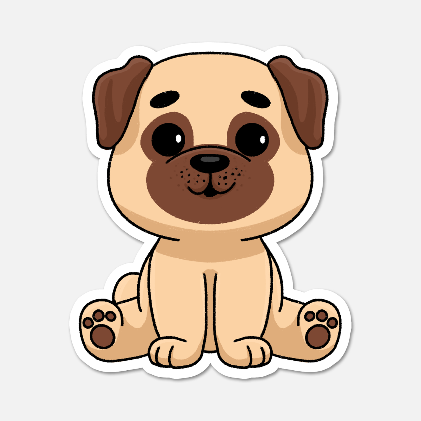  Peanut Pug Die-Cut Sticker | Waterproof Dog Decal with Matte Finish