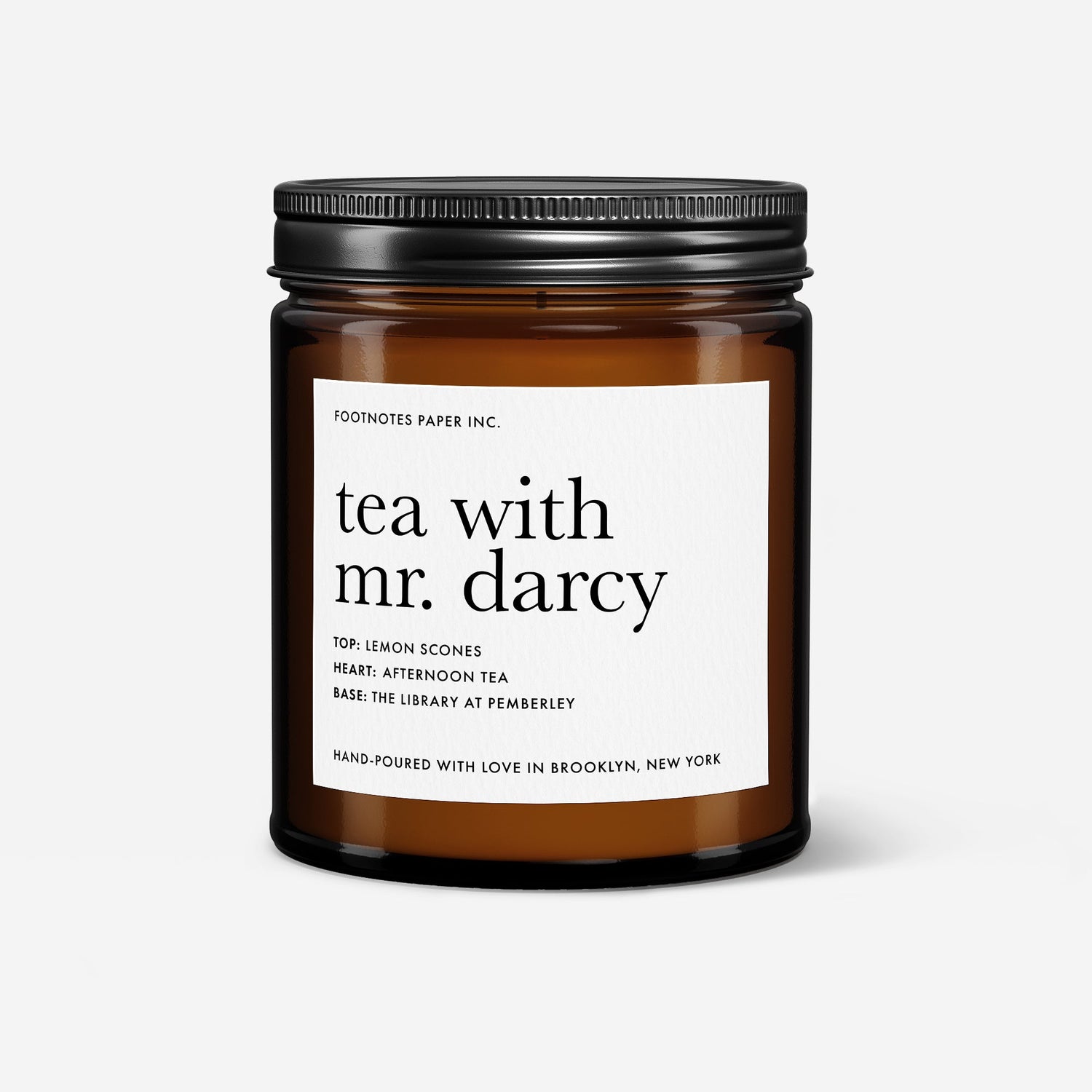 Tea with Mr. Darcy Candle - Pride and Prejudice - Footnotes Paper