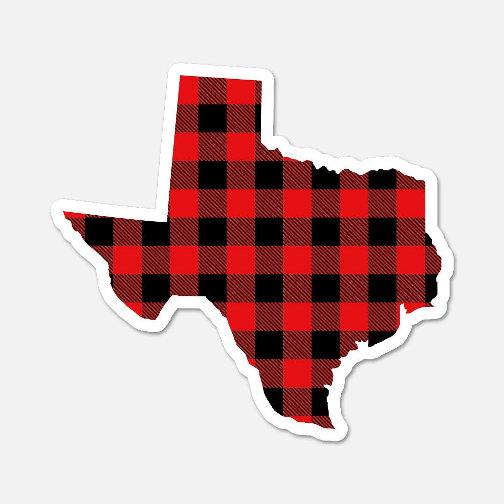 Texas US State Sticker Buffalo Plaid - Footnotes Paper