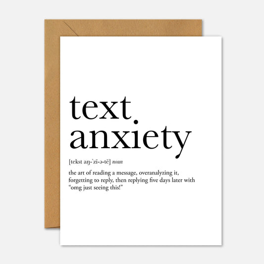 Text Anxiety Definition – Mental Health Greeting Card - Footnotes Paper