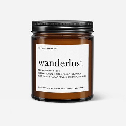 Wanderlust Candle | Black sea, sandalwood & sea salt - Footnotes Paper