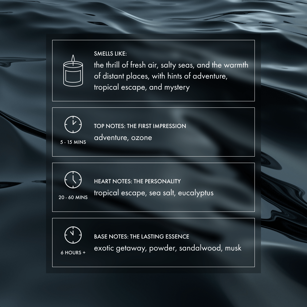 Wanderlust Candle | Black sea, sandalwood & sea salt - Footnotes Paper