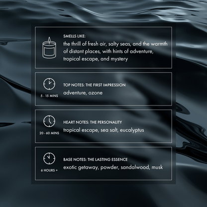 Wanderlust Candle | Black sea, sandalwood & sea salt - Footnotes Paper