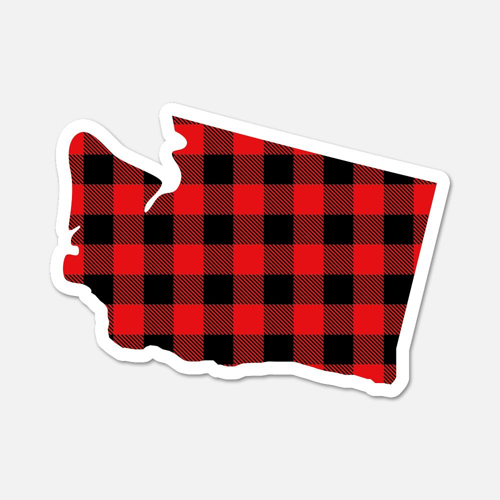 Washington US State Sticker Buffalo Plaid - Footnotes Paper