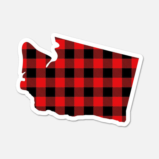 Washington US State Sticker Buffalo Plaid - Footnotes Paper