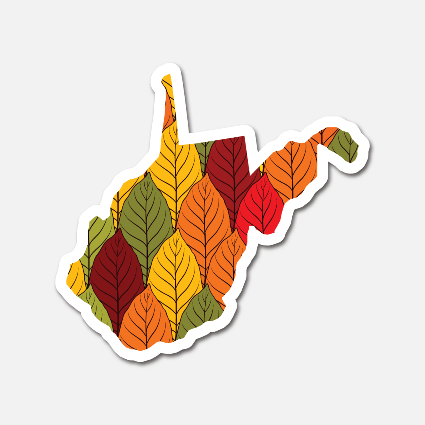 West Virginia Autumn Leaves – State Sticker - Footnotes Paper