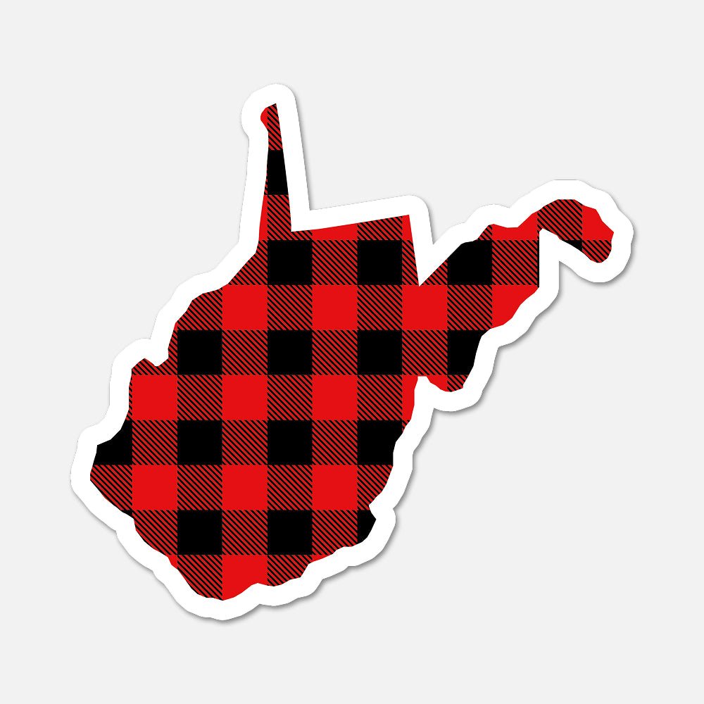 West Virginia US State Sticker Buffalo Plaid - Footnotes Paper