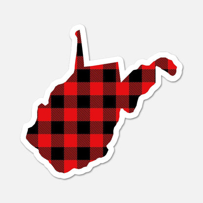West Virginia US State Sticker Buffalo Plaid - Footnotes Paper