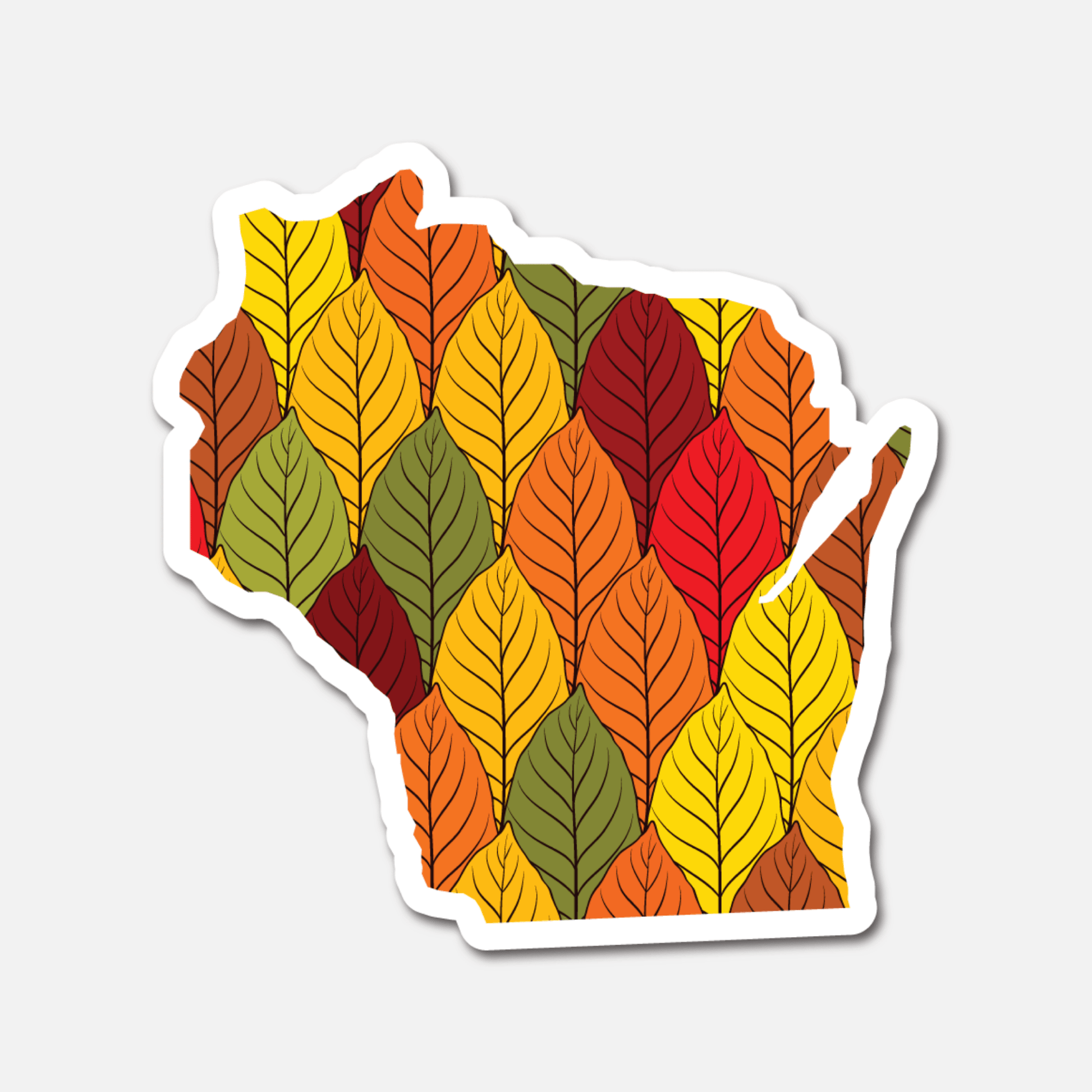 Wisconsin Autumn Leaves – State Sticker - Footnotes Paper