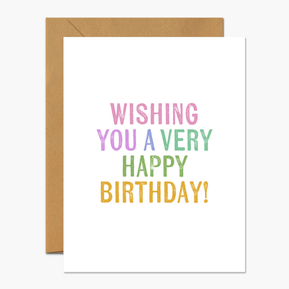Wishing You A Very Happy Birthday Block Print - Footnotes Paper