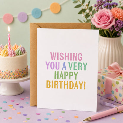 Wishing You A Very Happy Birthday Block Print Card - Footnotes Paper