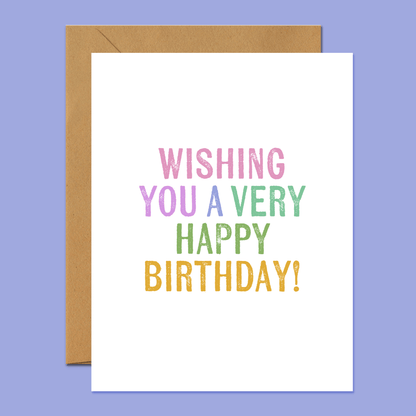 Wishing You A Very Happy Birthday Block Print Card - Footnotes Paper