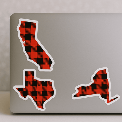 Wyoming US State Sticker Buffalo Plaid - Footnotes Paper