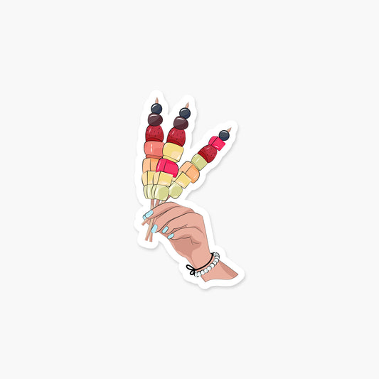 Girl Holding Fruit Skewers - Summer Sticker | Footnotes Paper