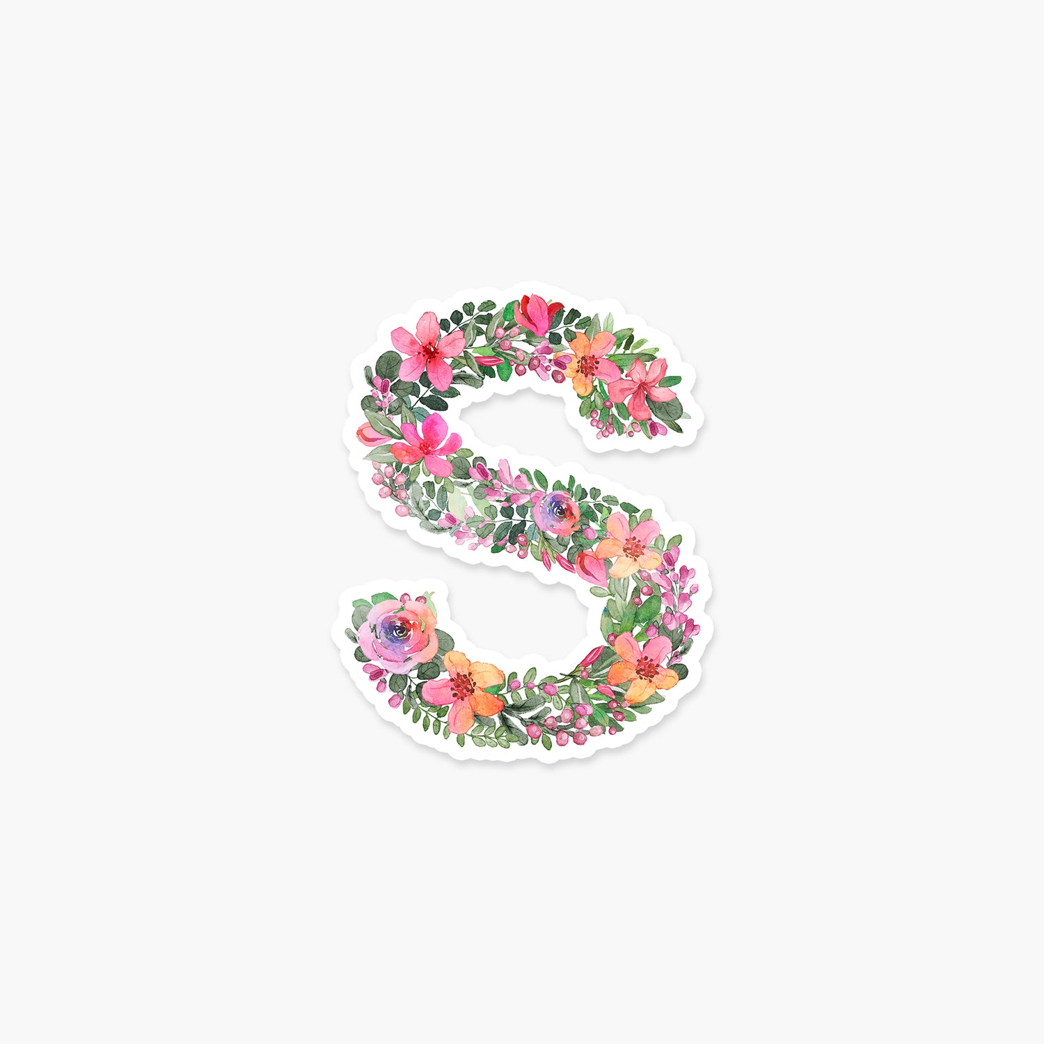 Letter "S" Floral - Monogram Initials Sticker | Footnotes Paper