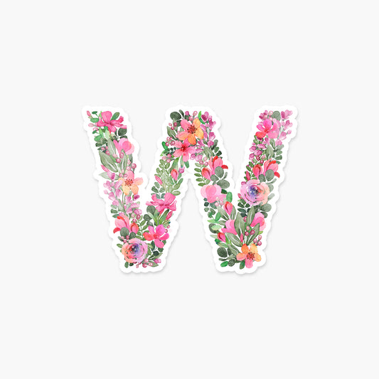 Letter "W" Floral - Monogram Initials Sticker | Footnotes Paper