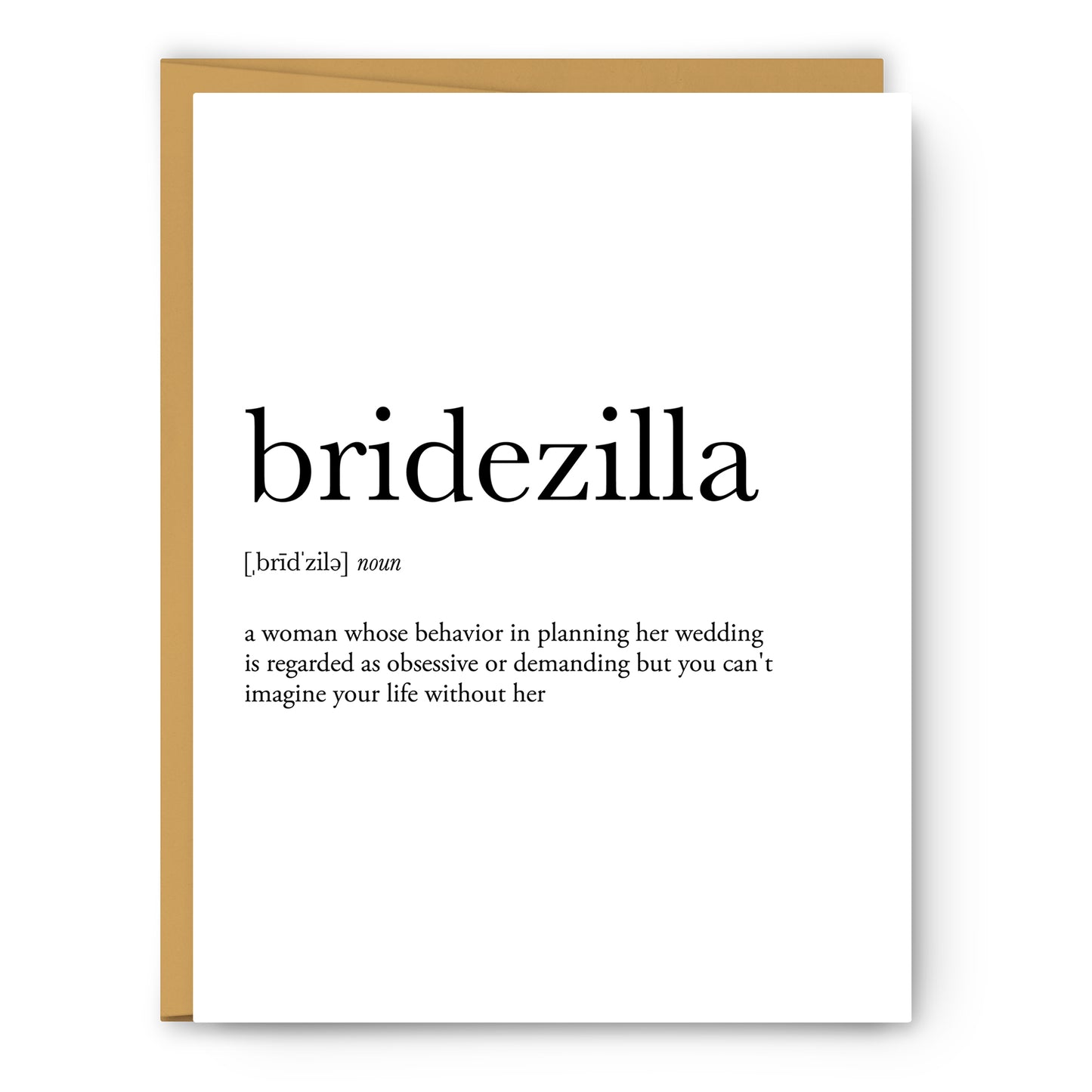 Bridezilla Definition - Unframed Art Print Or Greeting Card