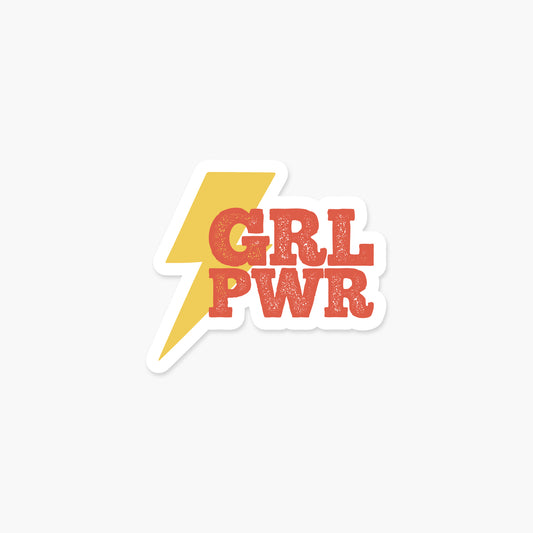 GRL PWR Lightning Bolt - Feminist Sticker | Footnotes Paper