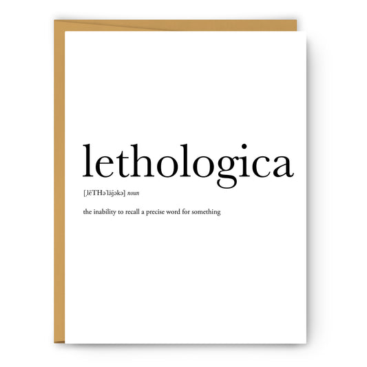 Lethologica Definition - Unframed Art Print Or Greeting Card